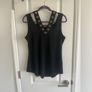 NWT Belldini Black Top with Gold Hoop Accents Medium